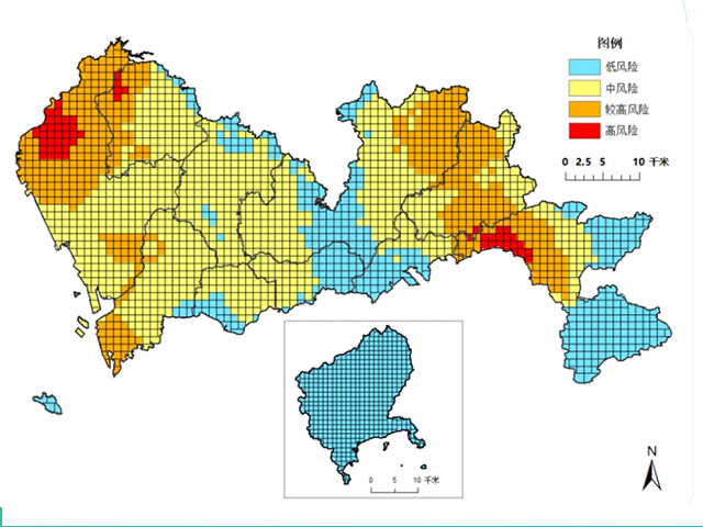 深圳市綜合環(huán)境風(fēng)險(xiǎn)網(wǎng)格分級分布圖
